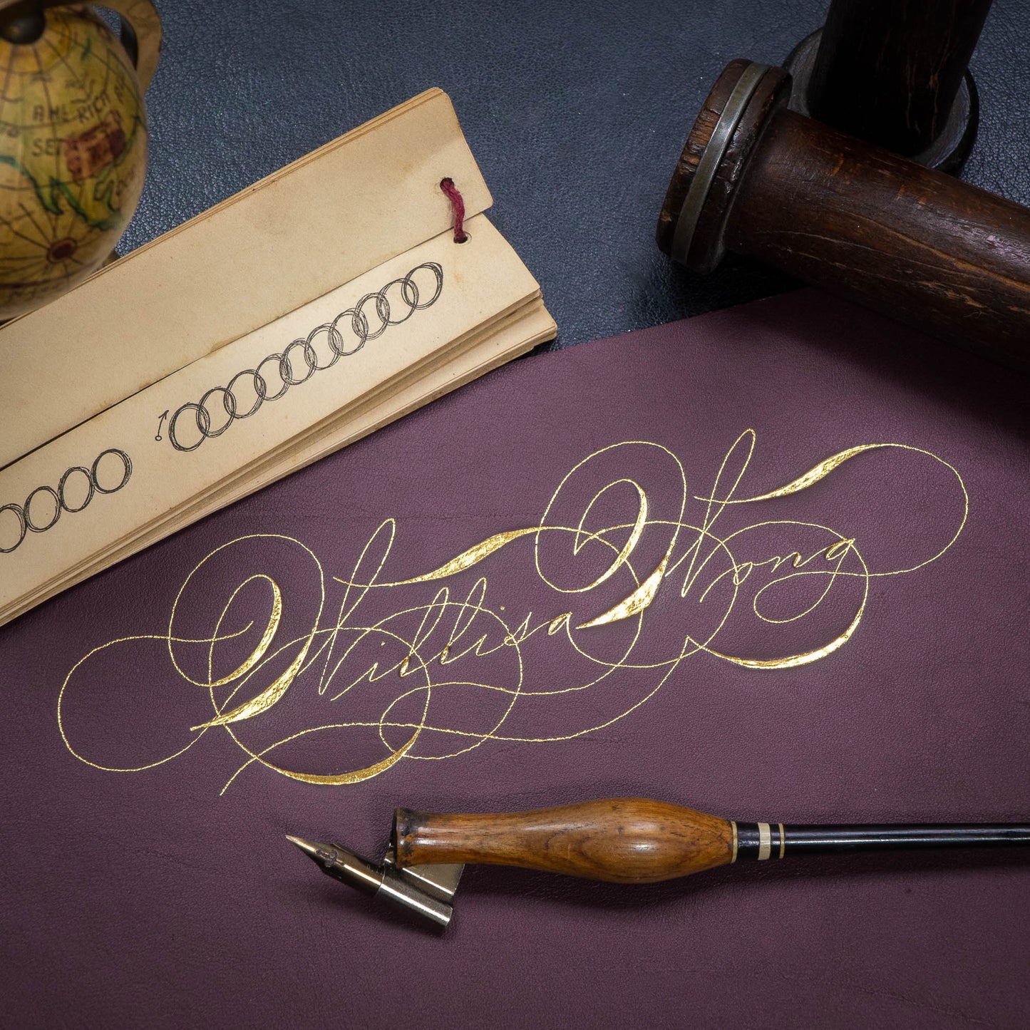 Burgundy Desktop Leather Blotter