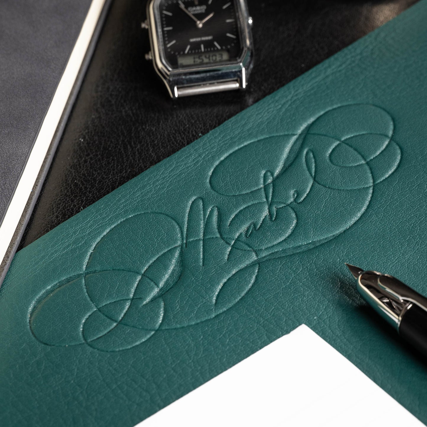 Turquoise Desktop Leather Blotter